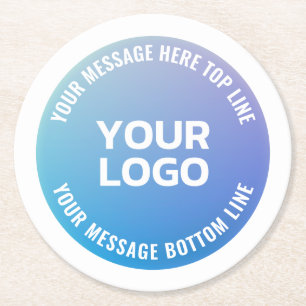 Uw Logo Blauwe naar Paarse Ombre & Circulaire Te Ronde Kartonnen Onderzetter