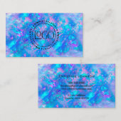 uw logo blauwe opale textuurachtergrond visitekaartje (Voorkant / Achterkant)