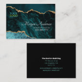 Uw Logo Blauwgroen Agaat Goud Blk Elegant Professi Visitekaartje (Voorkant / Achterkant)