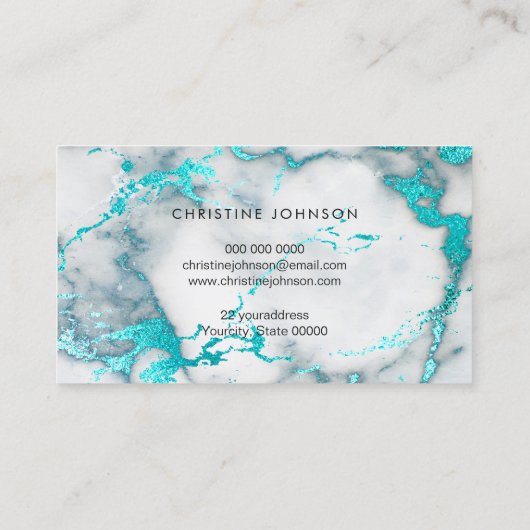 uw logo blauwgroen marmerachtergrond visitekaartje (Achterkant)