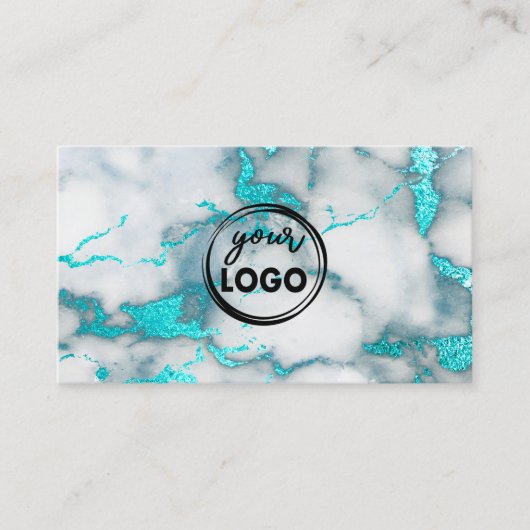 uw logo blauwgroen marmerachtergrond visitekaartje (Voorkant)