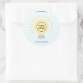 Uw logo bleke blauwgele gloeilamp ronde sticker (Tas)