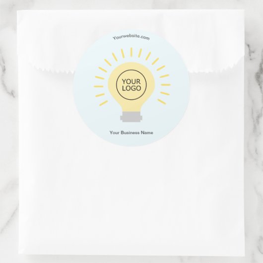 Uw logo bleke blauwgele gloeilamp ronde sticker (Tas)