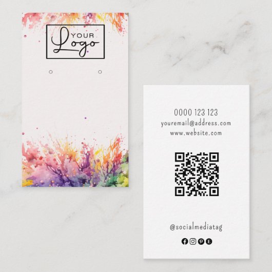 Uw Logo Bright Earring Kaart Social Media QR-code Visitekaartje (Voorkant / Achterkant)