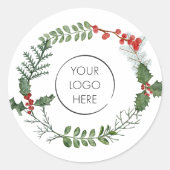 Uw Logo Business Custom Holiday Kerstmis Ronde Sticker (Voorkant)