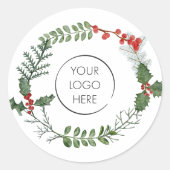 Uw Logo Business Custom Holiday Kerstmis Ronde Sticker (Voorkant)