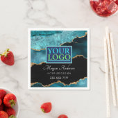 Uw Logo, Business DIY, Blauwgroen Black Gold Agate Servet (Insitu)