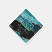 Uw Logo, Business DIY, Blauwgroen Black Gold Agate Servet (Hoek)