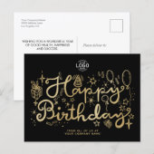 Uw Logo Business Fun Doodle Gold Happy Birthday Feestdagenkaart (Voorkant / Achterkant)