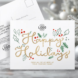 Uw Logo Business Gold Happy Text Vakantie White Feestdagenkaart