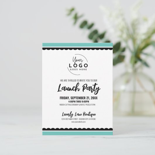 Uw Logo Business Launch Party Briefkaart (Staand voorkant)