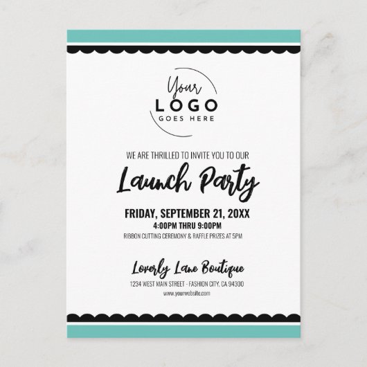 Uw Logo Business Launch Party Briefkaart (Voorkant)