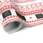 Uw Logo Business Nordic Kerstrood White Cadeaupapier (Rol Hoek)