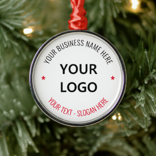 Uw Logo Business Slogan Kantoor kerstfeest Metalen Ornament