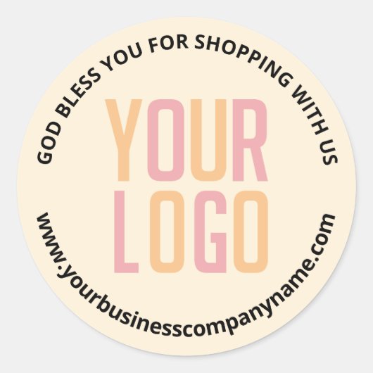 Uw Logo Business URL Bedankt Ronde Sticker (Voorkant)