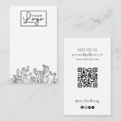 Uw Logo Cactus Oorbel Kaart Social Media QR code Visitekaartje (Voorkant / Achterkant)