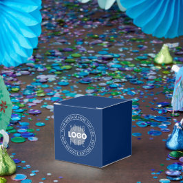 Uw Logo & circulaire tekst | Marine Blauw Bedankdoosjes