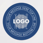 Uw Logo &  circulaire tekst | Marine Blauw Labels (Design 2)