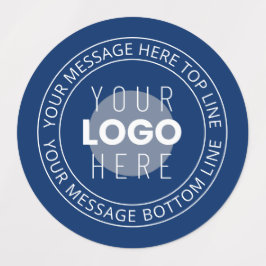 Uw Logo & circulaire tekst | Marine Blauw Labels
