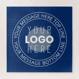 Uw Logo & circulaire tekst | Marine Blauw Legpuzzel