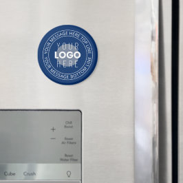 Uw Logo & circulaire tekst | Marine Blauw Magneet