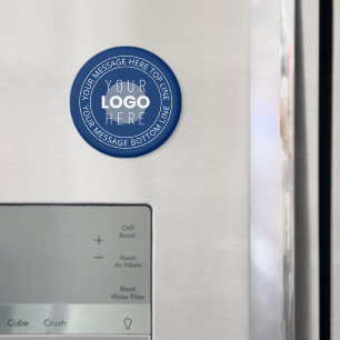 Uw Logo & circulaire tekst Marine Blauw Magneet