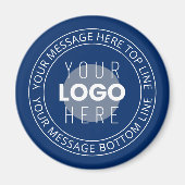 Uw Logo &  circulaire tekst | Marine Blauw Magneet (Voorkant)