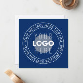 Uw Logo &  circulaire tekst | Marine Blauw Notitiekaartje (Voorkant / Achterkant in situ)