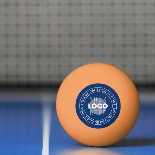 Uw Logo &  circulaire tekst | Marine Blauw Pingpongbal (Net)