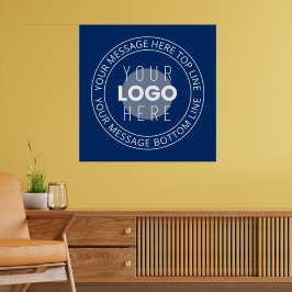 Uw Logo & circulaire tekst | Marine Blauw Poster