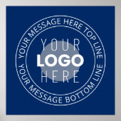 Uw Logo &  circulaire tekst | Marine Blauw Poster (Voorkant)