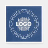Uw Logo &  circulaire tekst | Marine Blauw Servet (Voorkant)