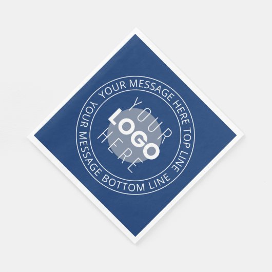 Uw Logo &  circulaire tekst | Marine Blauw Servet (Hoek)