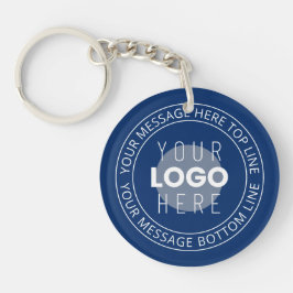 Uw Logo & circulaire tekst | Marine Blauw Sleutelhanger