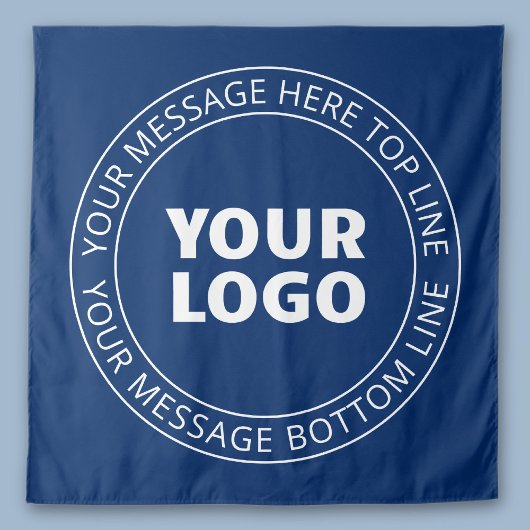 Uw Logo & circulaire tekst | Marine Blauw Wandkleed