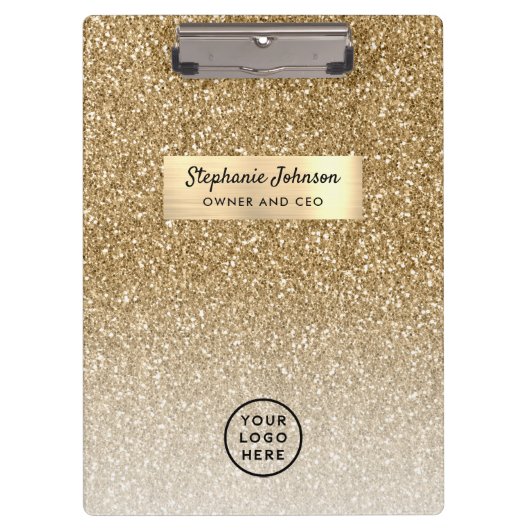 Uw Logo Classic Gold Glitter Ombre Klembord (Voorkant)