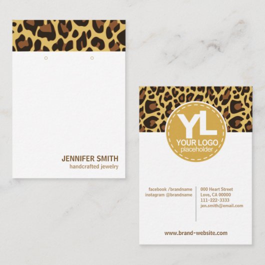 Uw Logo Classic Leopard Print Earring Holger Visitekaartje (Voorkant / Achterkant)