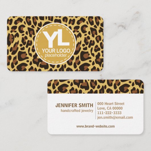 Uw Logo Classic Leopard Print Rockabilly Pattern Visitekaartje (Voorkant / Achterkant)