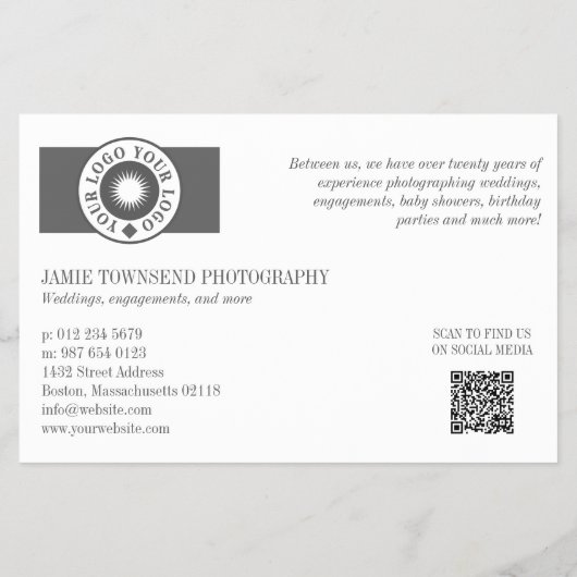 Uw Logo Collage Professional Fotograaf QR Flyer (Achterkant)