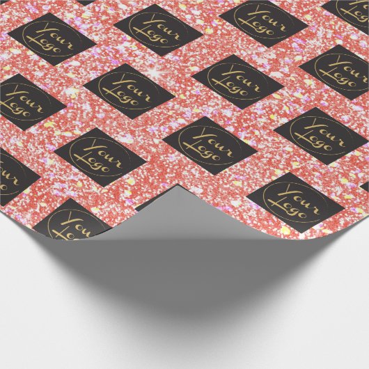 Uw Logo Company Business Pink Glitter Promo Cadeaupapier (Hoek)