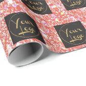 Uw Logo Company Business Pink Glitter Promo Cadeaupapier (Rol Hoek)
