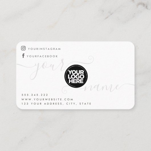 Uw Logo Custom Elegant en Eenvoudig Script Visitekaartje (Achterkant)