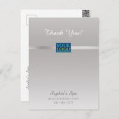 Uw logo, Dank u, Bus Promo naam, Zilver/Wit Briefkaart (Voorkant / Achterkant)