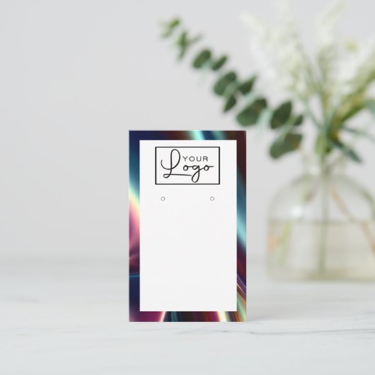 Uw Logo Dark Metallic Glans Oorbel Kaart QR Code Visitekaartje (Staand voorkant)