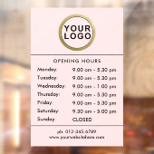 Uw Logo die het Venster van Uren opent | Blush roz Raamsticker (Vel 2)