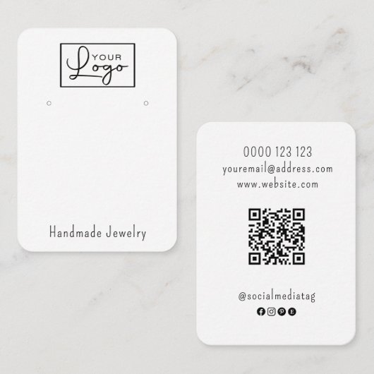 Uw Logo die sociale media QR-code afgeeft Visitekaartje (Voorkant / Achterkant)