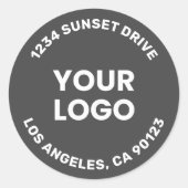 Uw Logo | Donkergrijze achtergrond witte tekst Ronde Sticker (Voorkant)