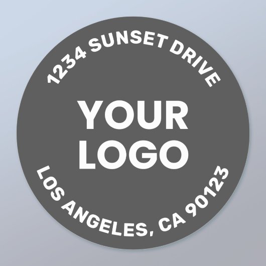 Uw Logo | Donkergrijze achtergrond witte tekst Ronde Sticker