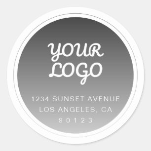Uw Logo & donkergrijze gradiënt retour adres Ronde Sticker