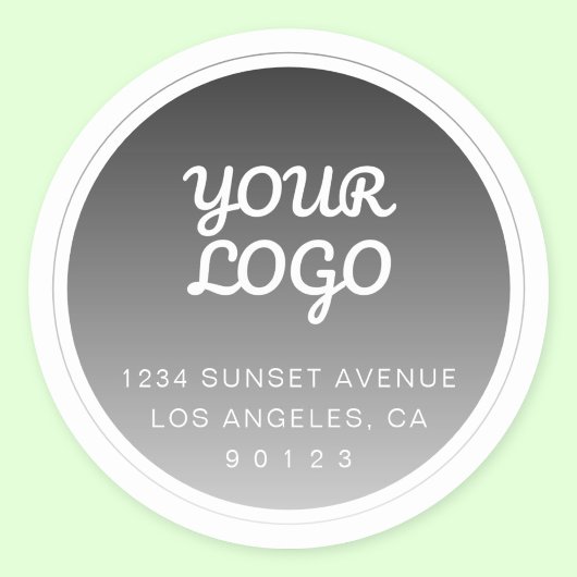 Uw logo & donkergrijze verloop retouradres ronde sticker